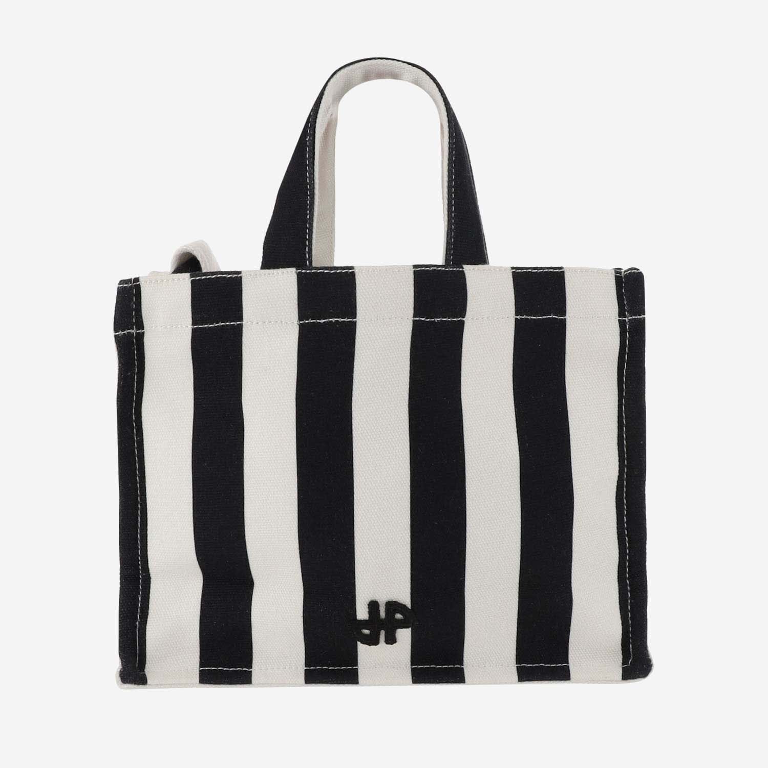 Patou Multicolor Small Cotton Canvas Tote Bag With Striped Pattern In Red