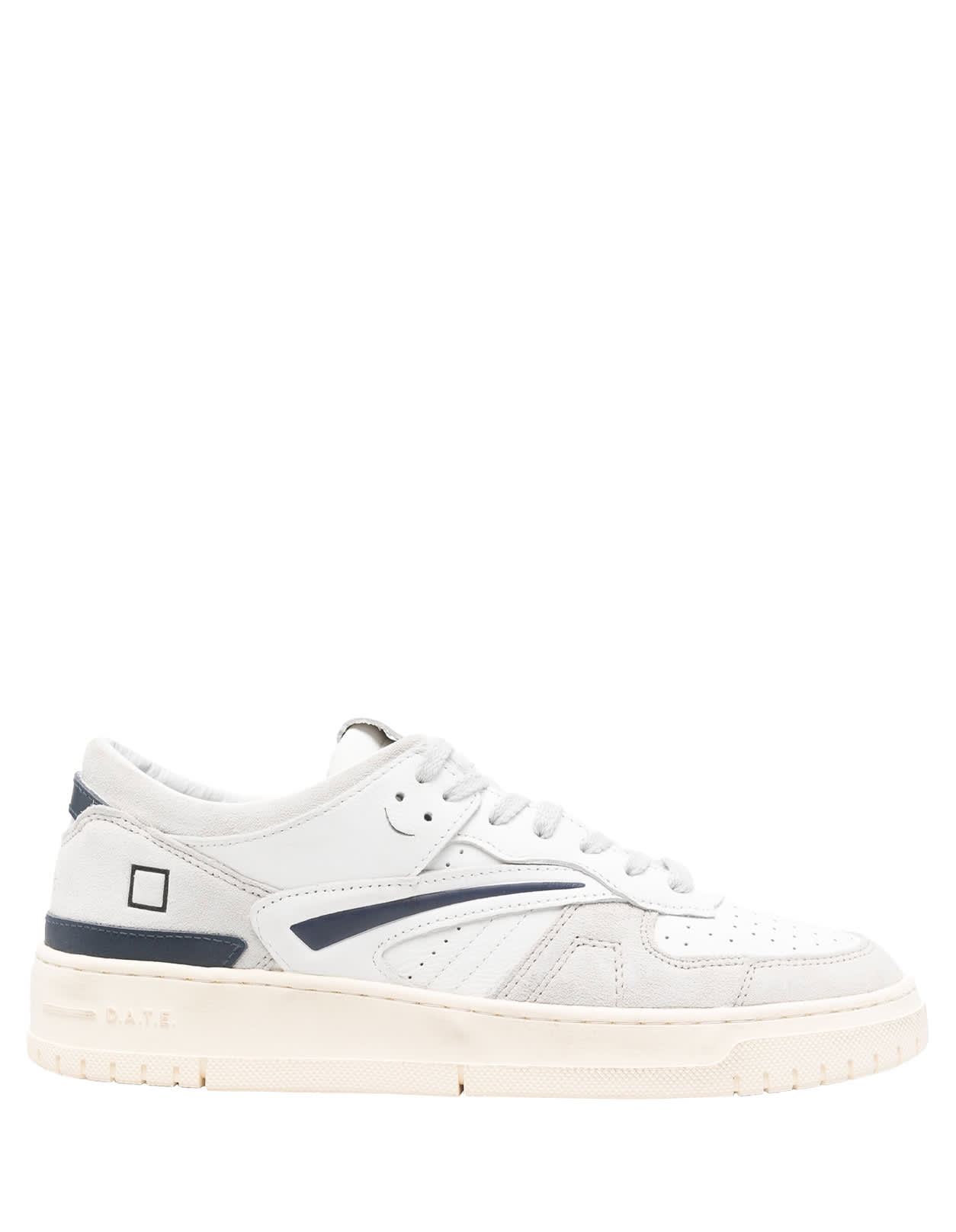 D. A.T. E. Torneo Vintage Sneakers In White And Blue