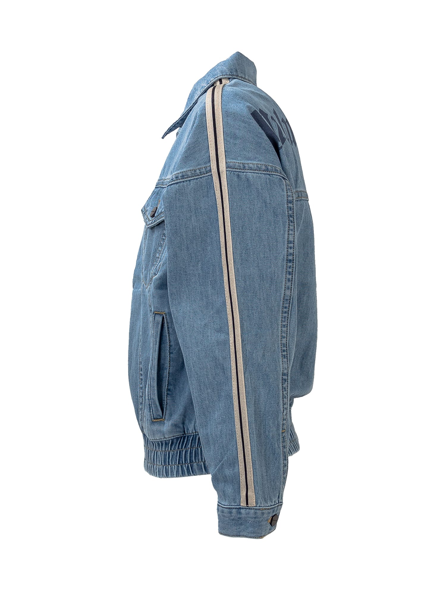 Shop Palm Angels Chambray Jacket In Blue
