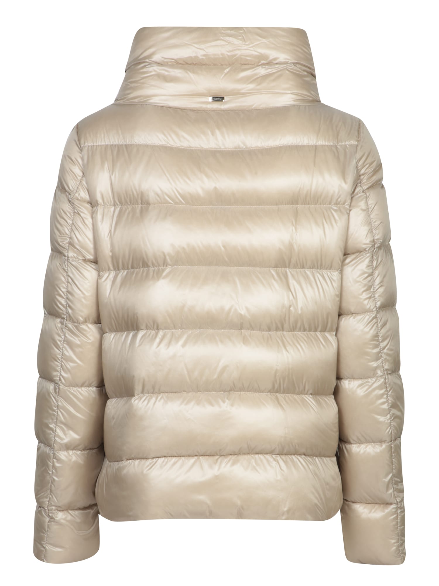 Shop Herno Beige High-neck Down Jacket