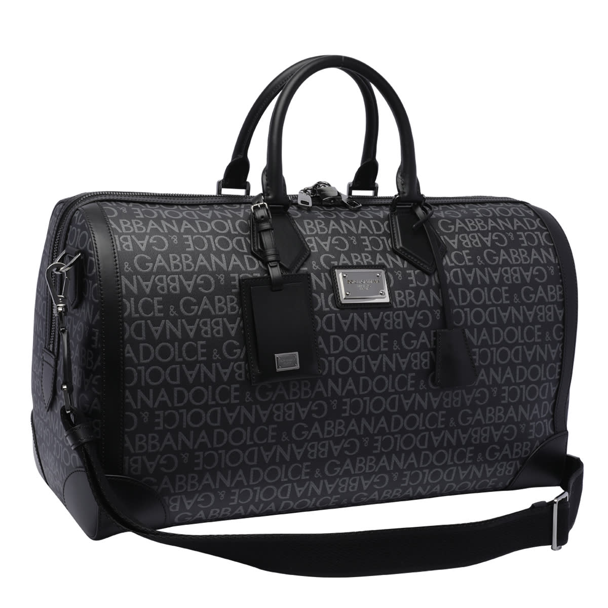 Shop Dolce & Gabbana Allover Logo Duffle Bag In Black