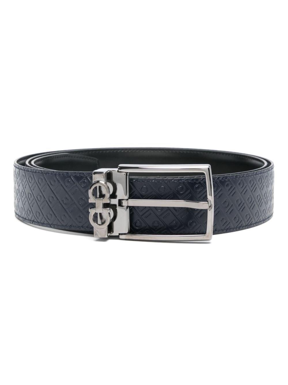 Ferragamo Double Logo-embossed Leather Belt
