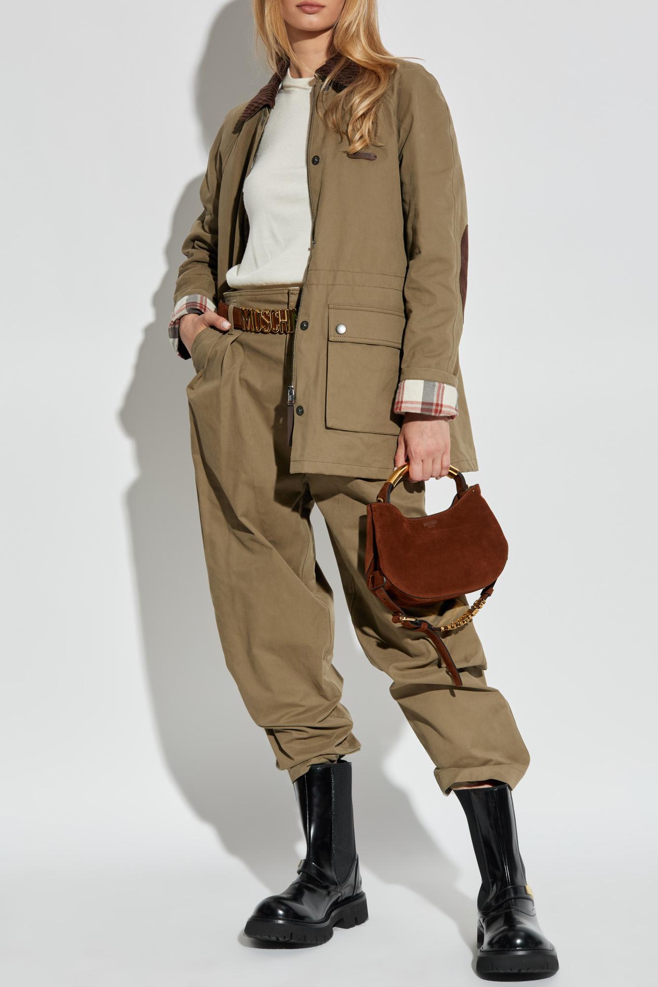 Moschino Corduroy-collar Utility Jacket In Brown
