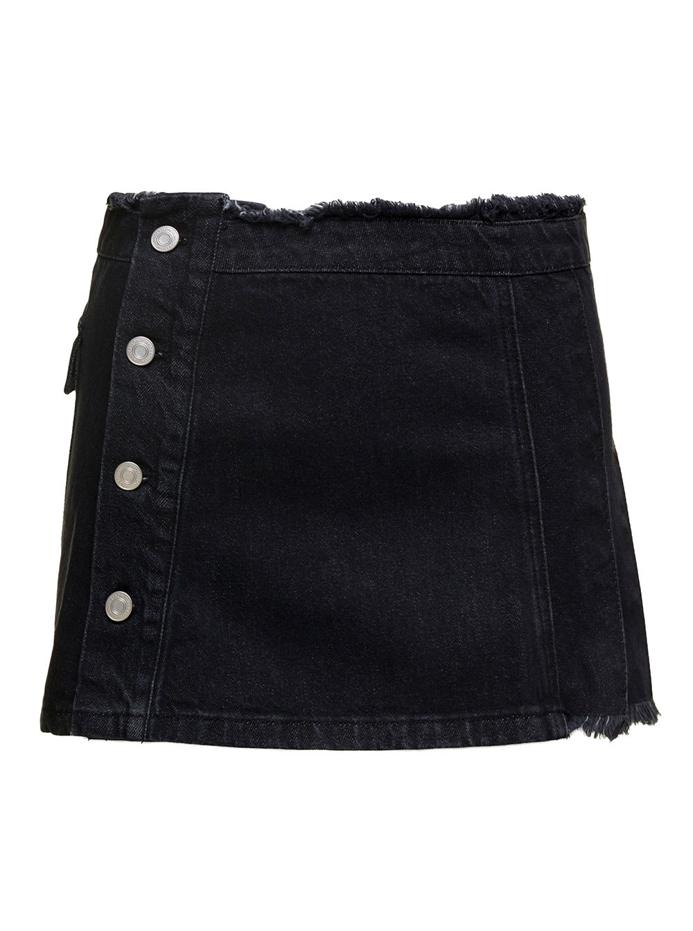 Shop Andersson Bell Black Denim Pleated Mini Skirt Arron In Cotton Woman