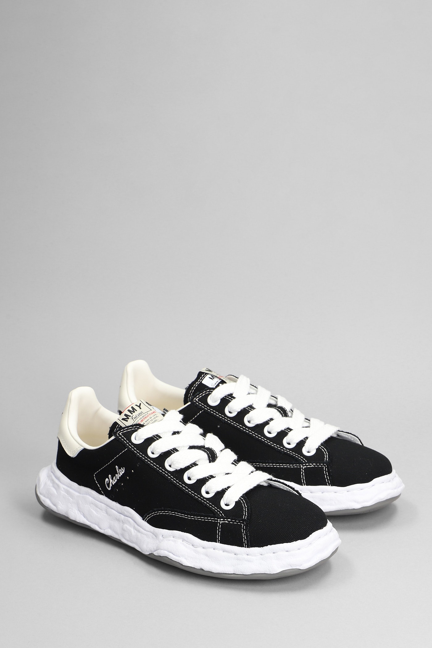 Shop Miharayasuhiro Charles Sneakers In Black Cotton