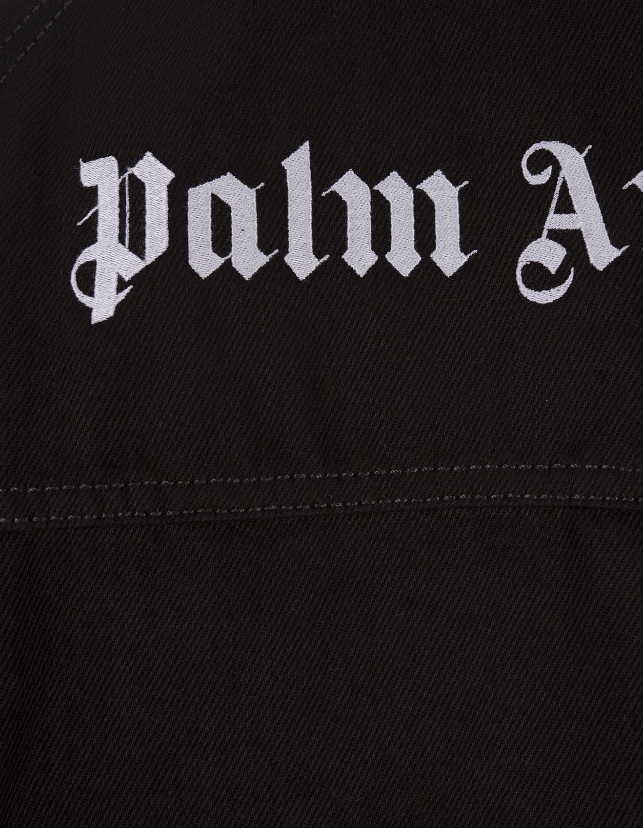 Shop Palm Angels Black Denim Jacket With Logo
