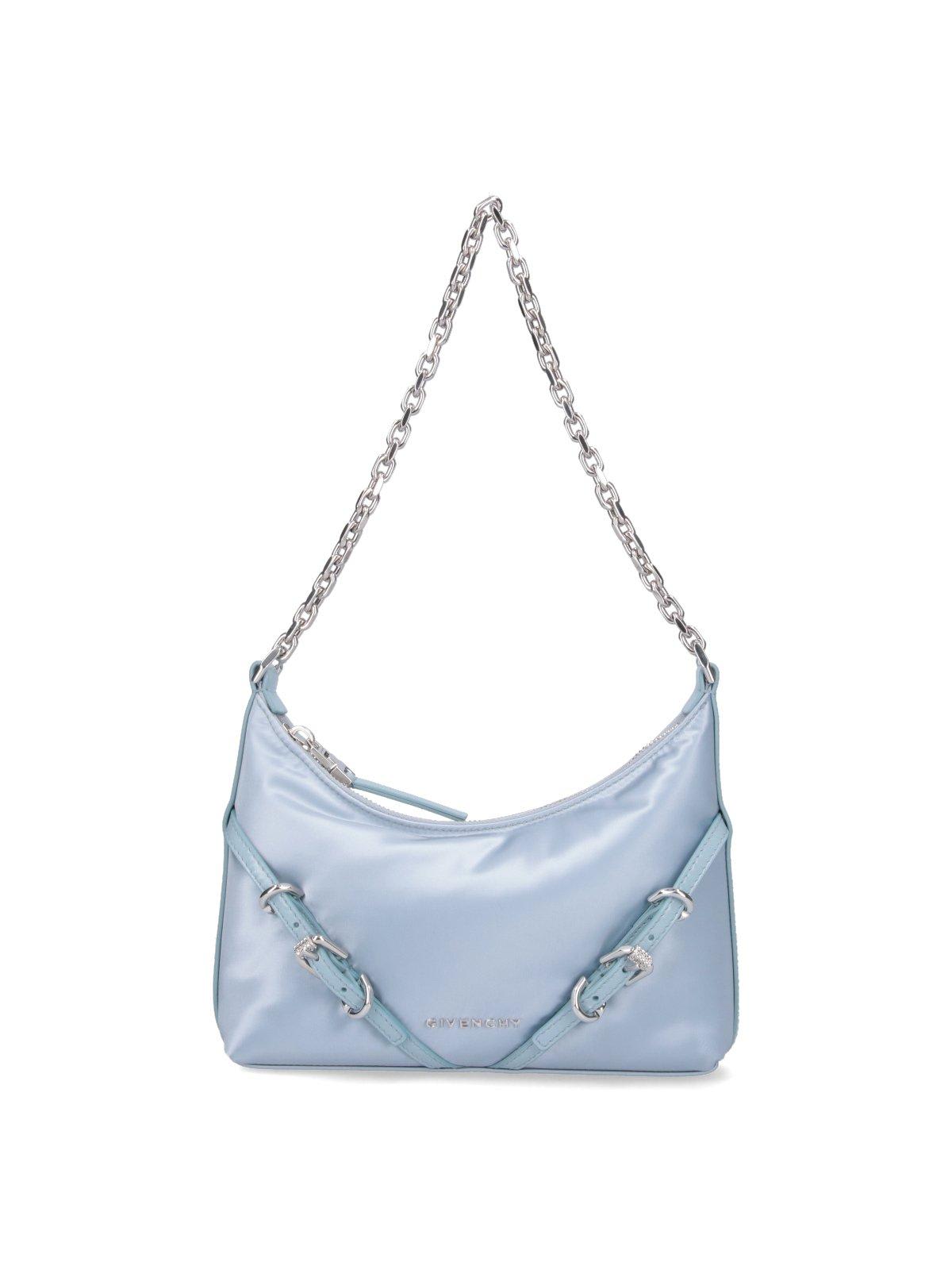Shop Givenchy Voyou Party Buckle Detailed Shoulder Bag In Baby Blue