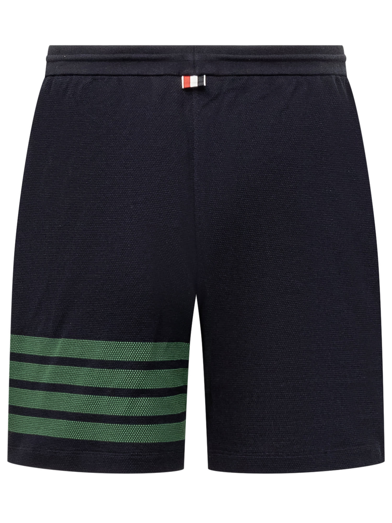 Shop Thom Browne Shorts With 4-bar Logo In Navy