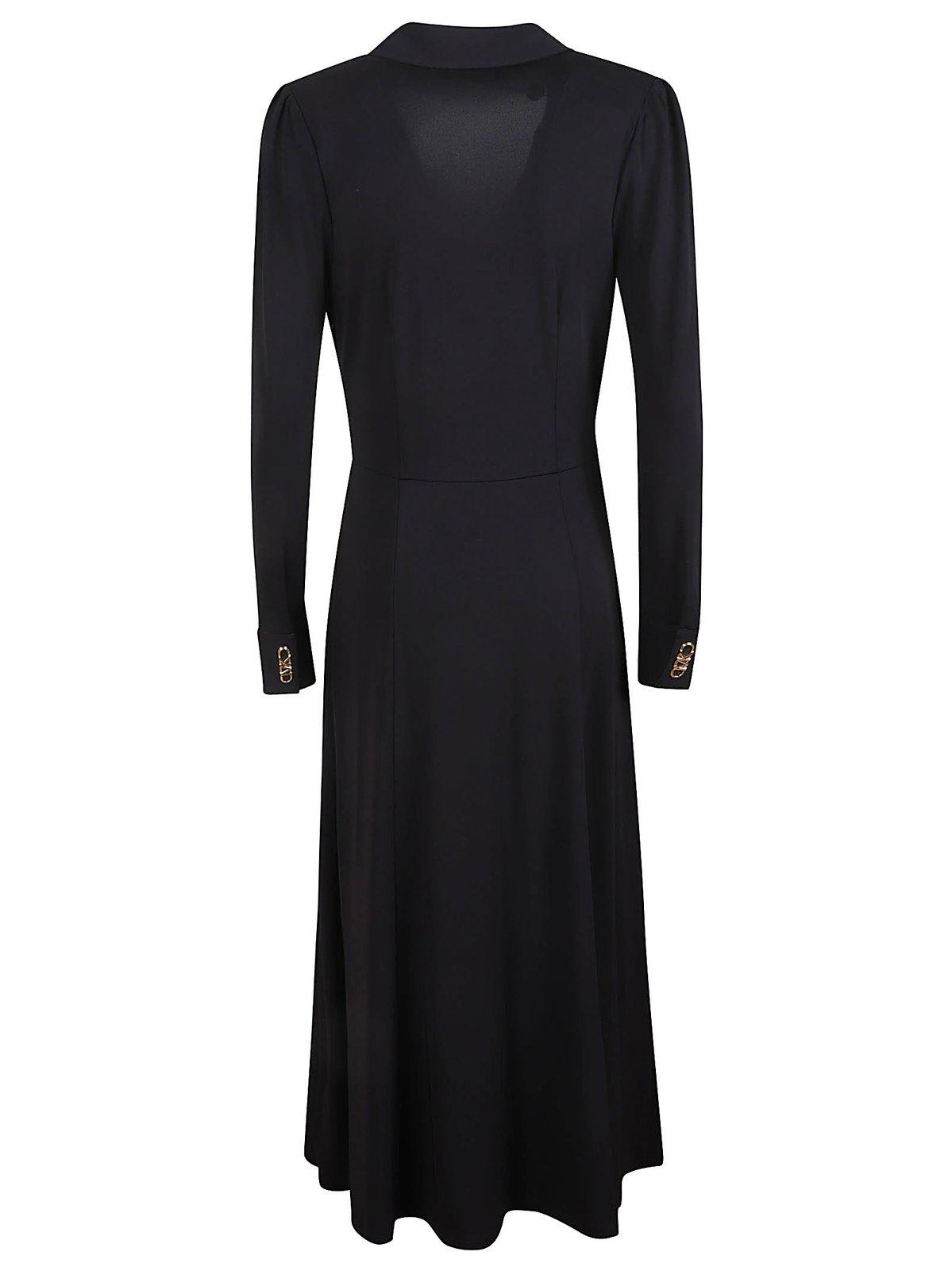 Shop Michael Kors V-neck Long-sleeved Maxi Dress In Black