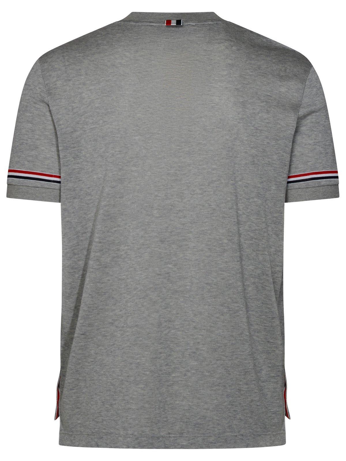 Shop Thom Browne Stripe Detailed Crewneck T-shirt In Grey