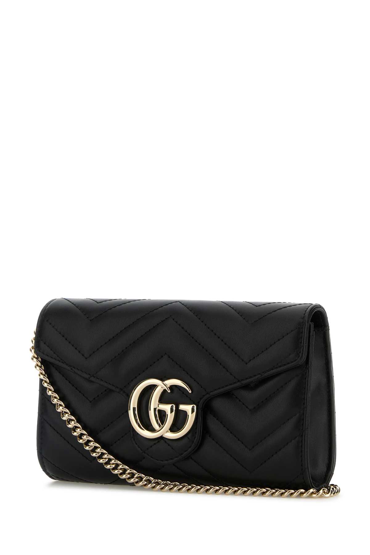 Gucci Black Leather Gg Marmont Wallet In Black