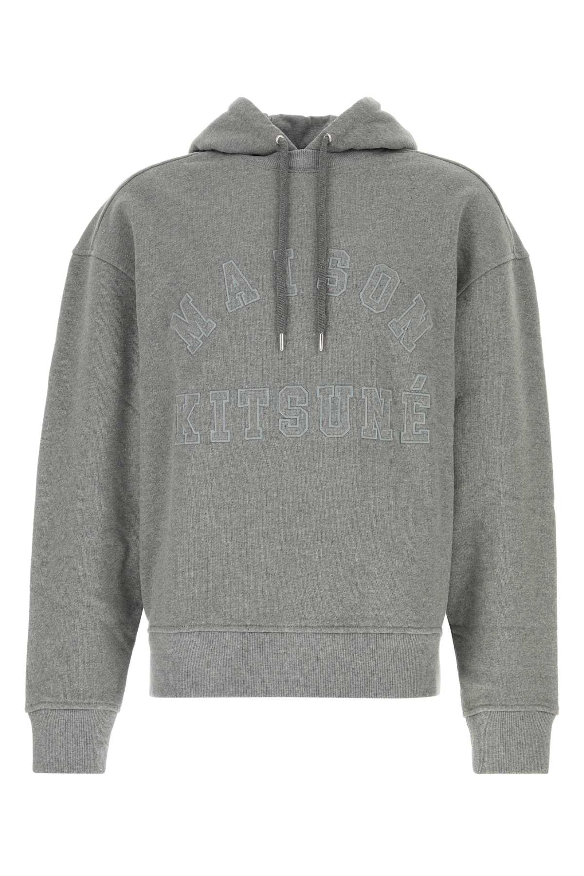 Shop Maison Kitsuné Grey Cotton Oversize Sweatshirt In Mediumgreymelange