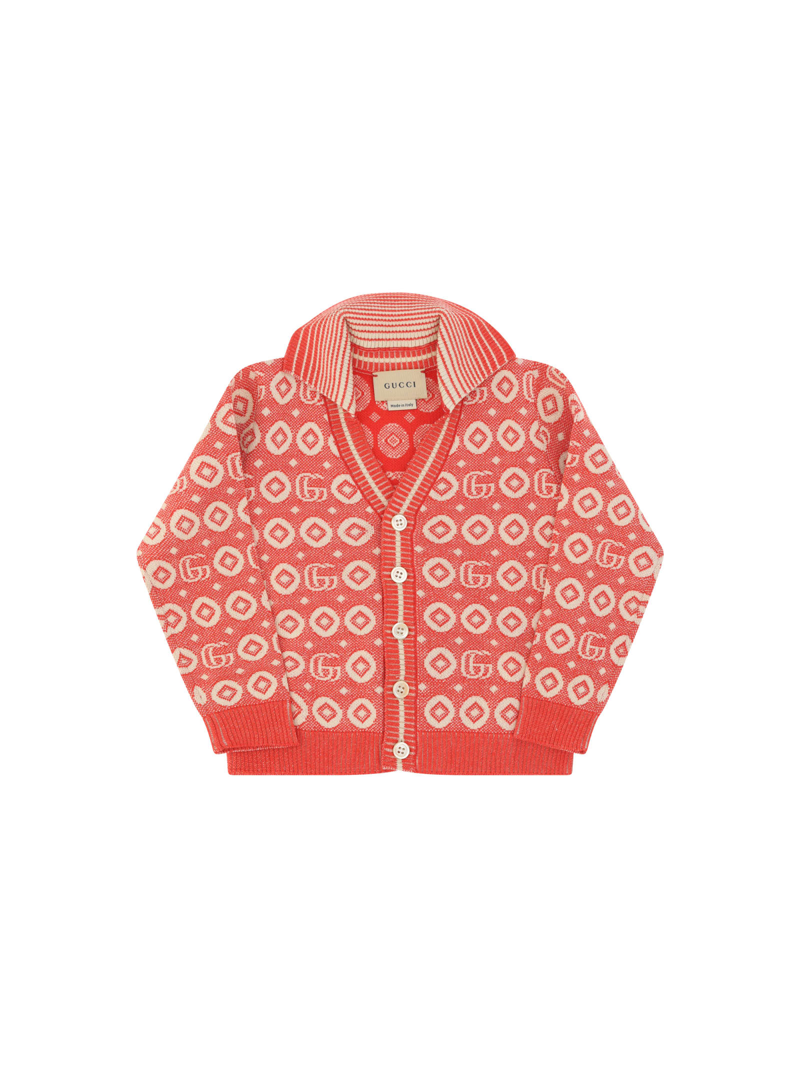 Gucci Kids' Cardigan For Boy In Red/beige