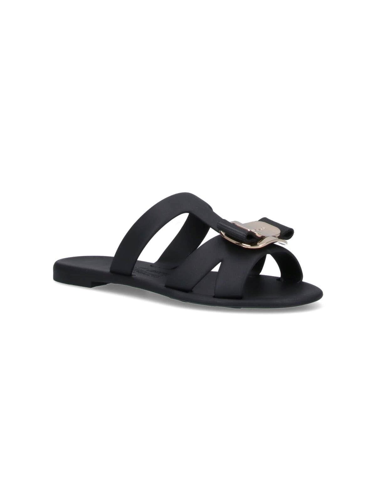 Shop Ferragamo Vara Slide Sandals In Black