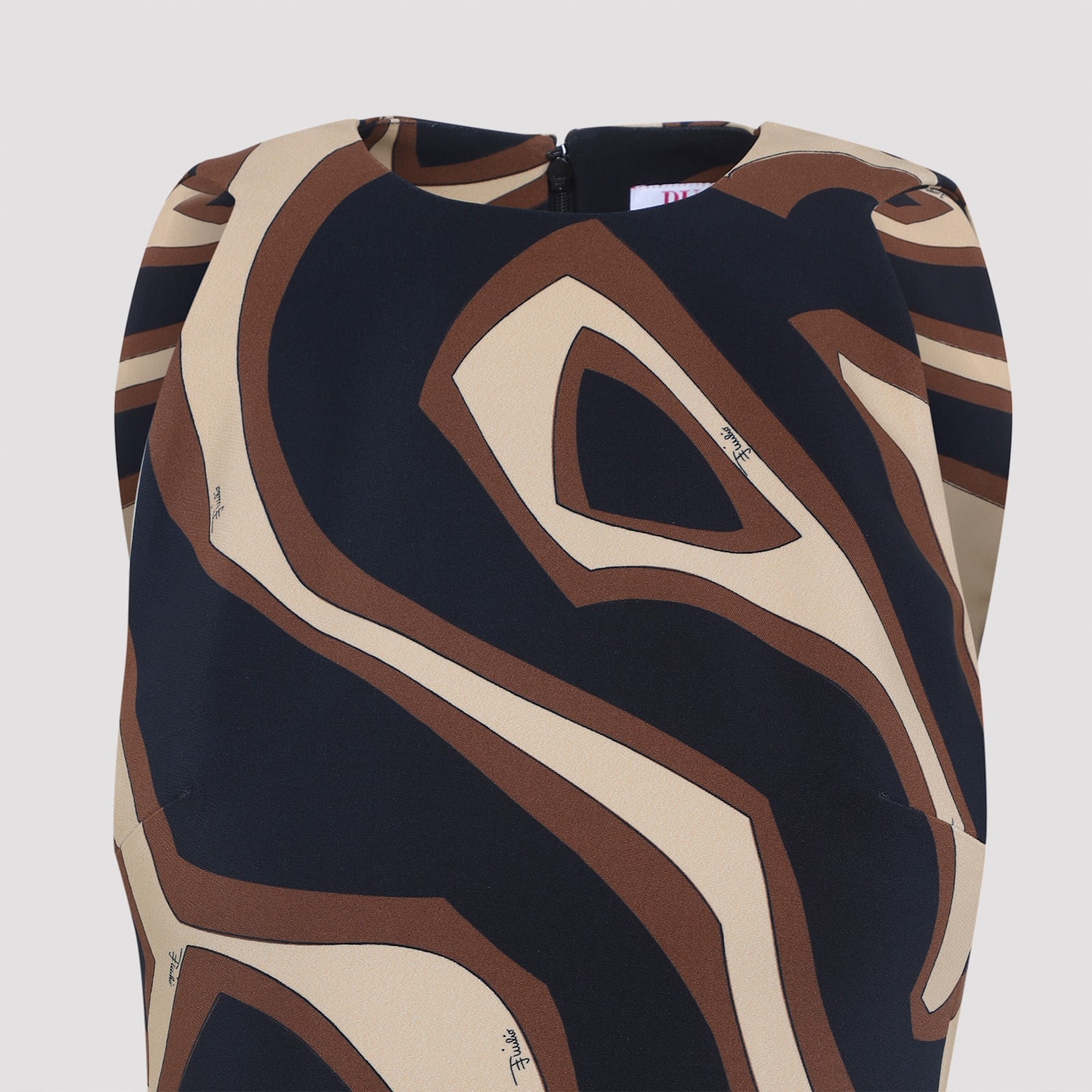 Pucci Abstract Pattern Sleeveless Fitted Dress In Brown
