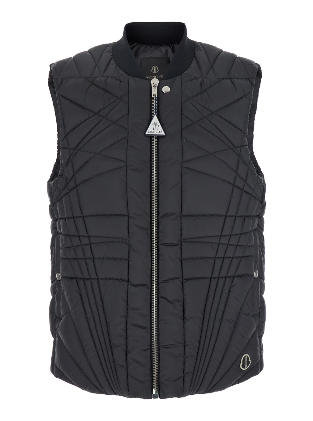 Moncler Genius Megapenta Black Vest With Logo Detail On The Zip Puller And Logo Patch On The Front In Tech Fabric W In Black