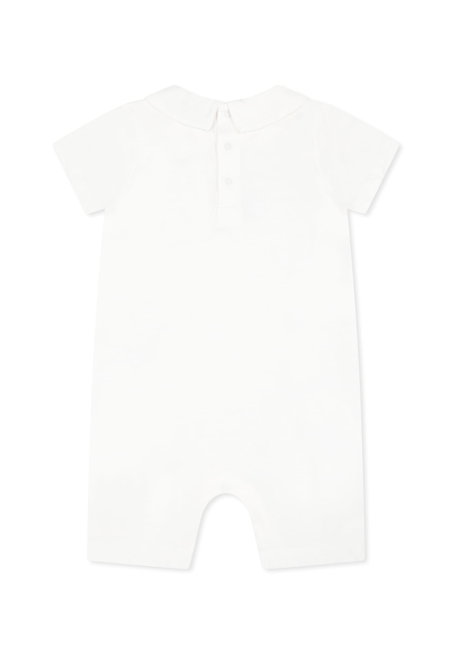 Moschino Ivory Romper For Babykids With Teddy Bear In Ivory