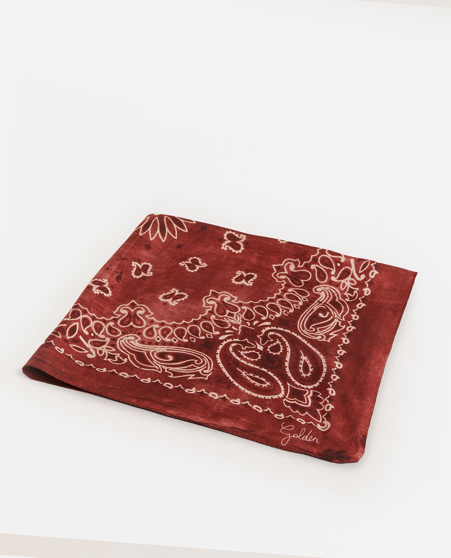 Golden Foulard Paisley Print Silk