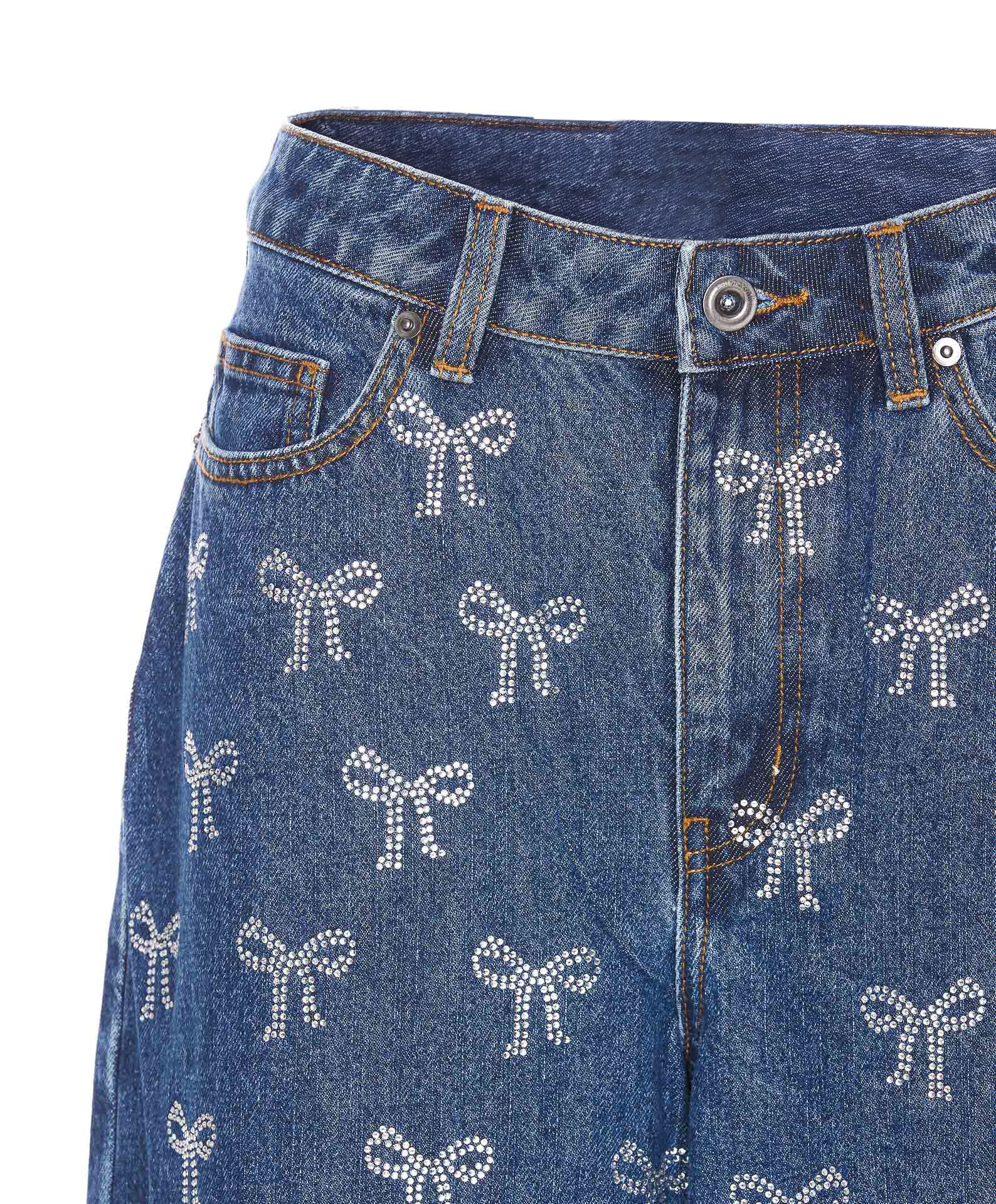 SELF-PORTRAIT RHINESTONE BOW DENIM JEANS