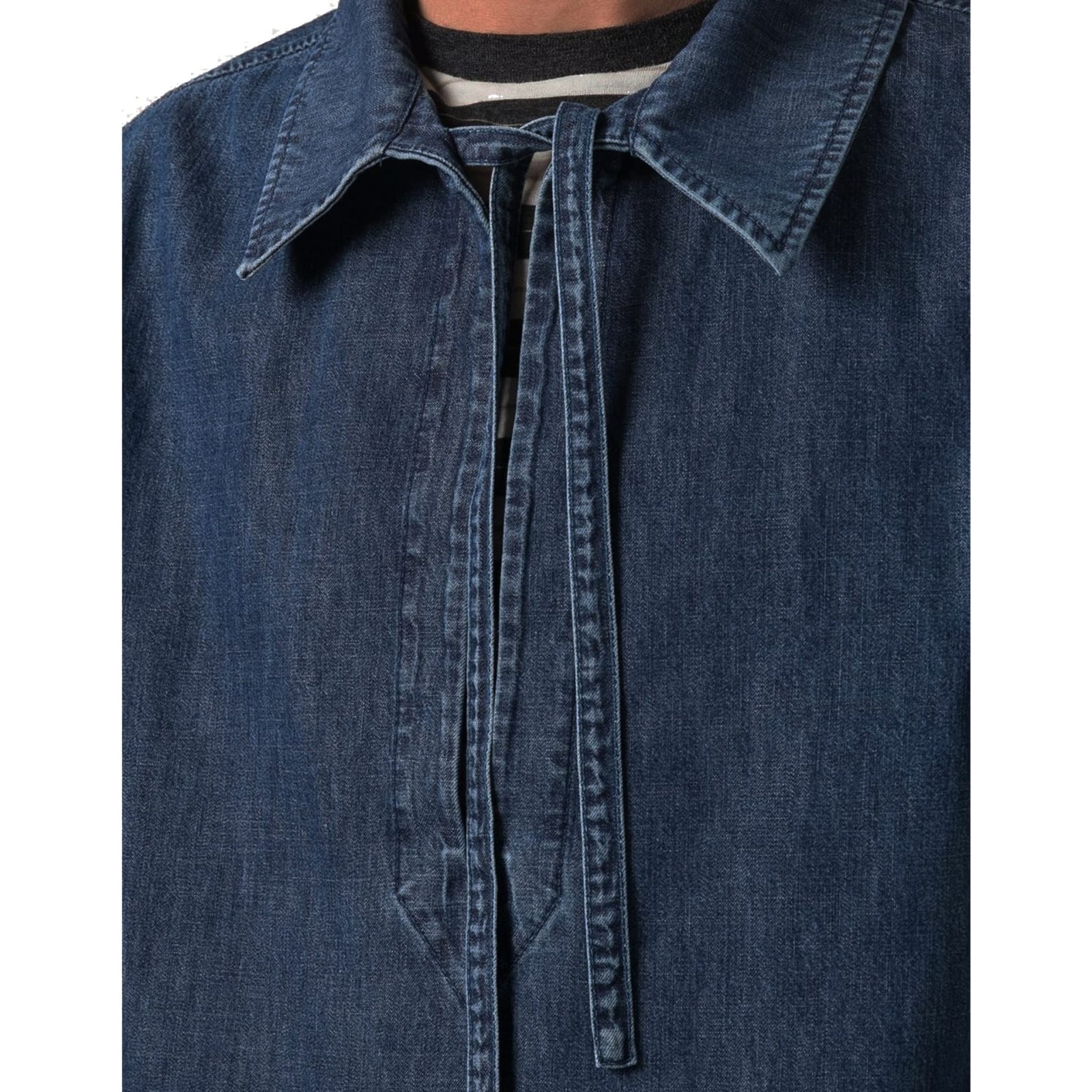 Shop Valentino Cotton Denim Shirt In Blue