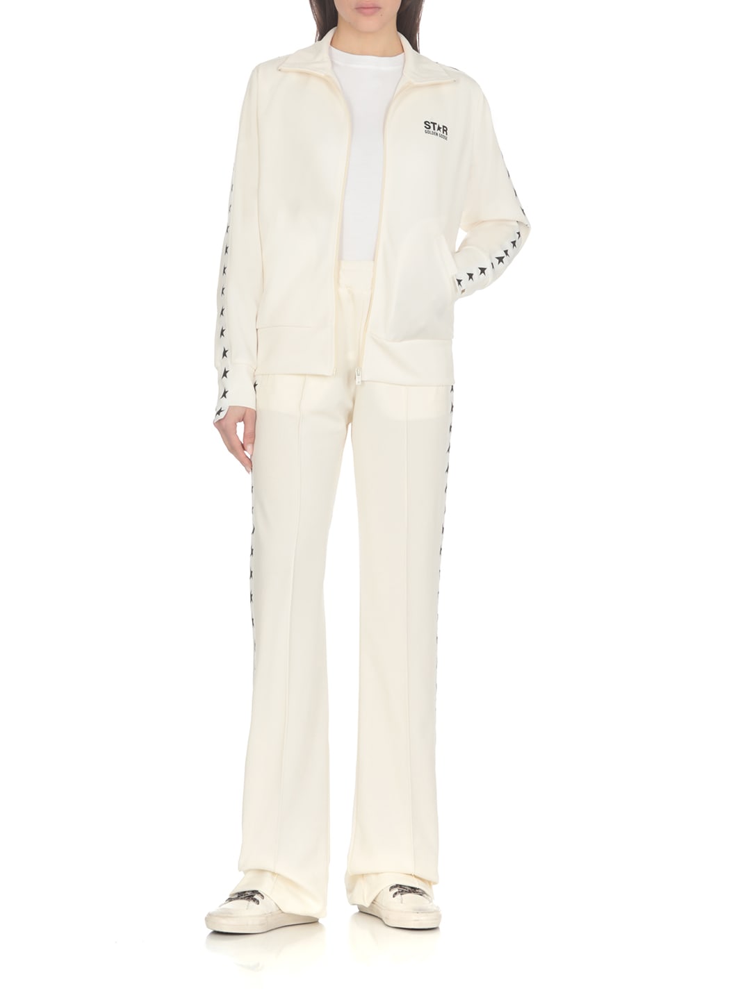 Shop Golden Goose Pants With Logo In White