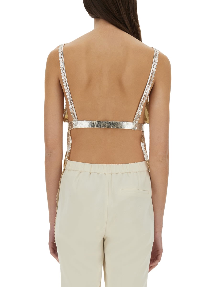 Shop Rabanne Laminated Pleated Satin Top