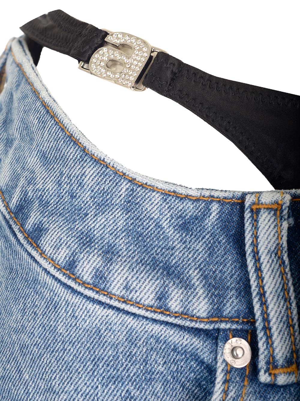 Shop Alexander Wang Visible Underwear Jeans In Blu Denim