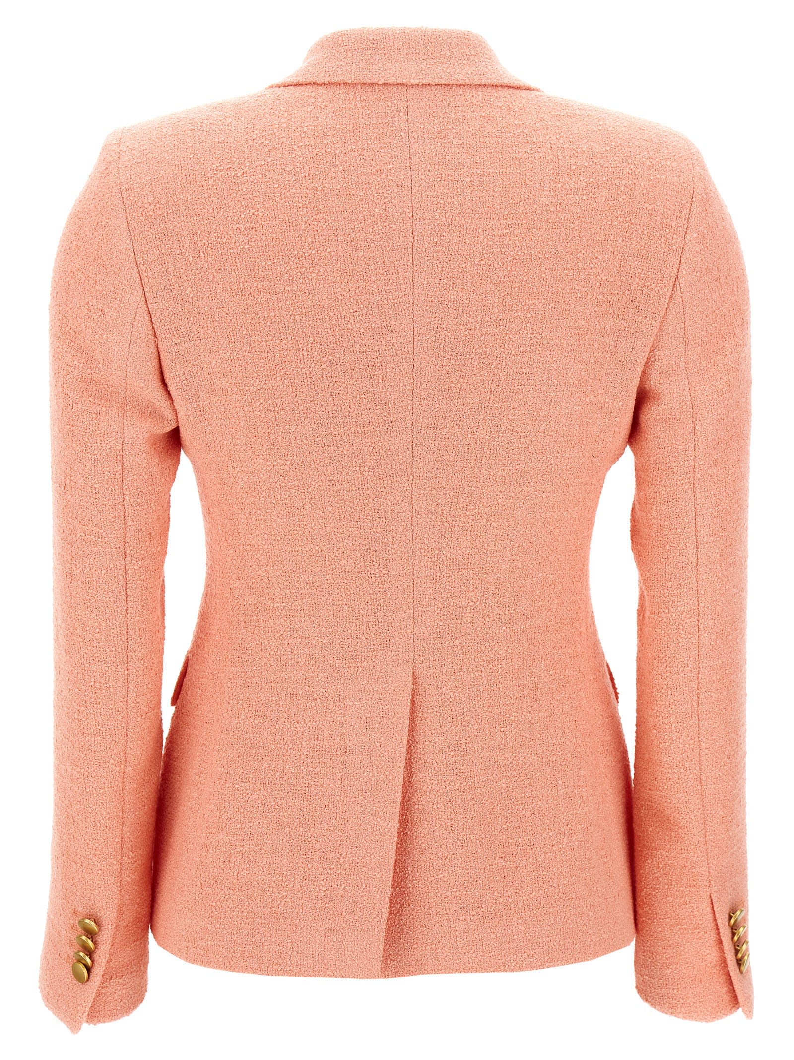 Tagliatore Double-breasted Tailored Jacket With Textured Finish In Pink