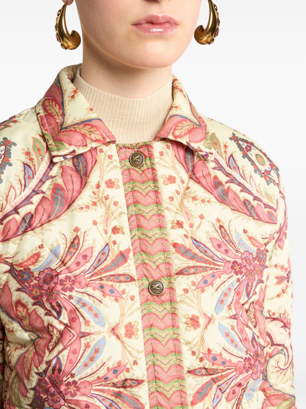Etro Padded Jacket With Foliage Print. In Multi