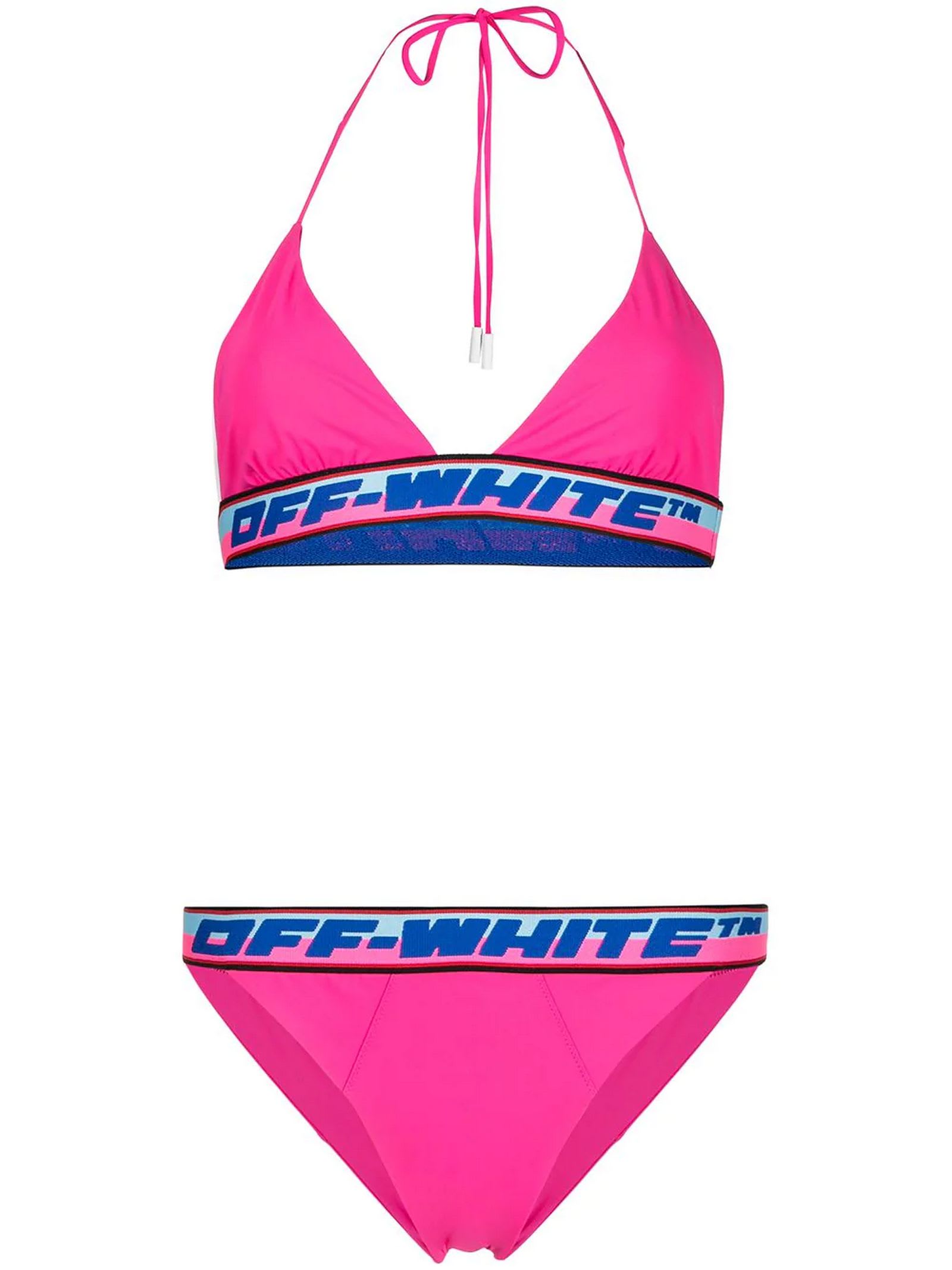 Off-white Bikini With Logo Tape In Fucsia