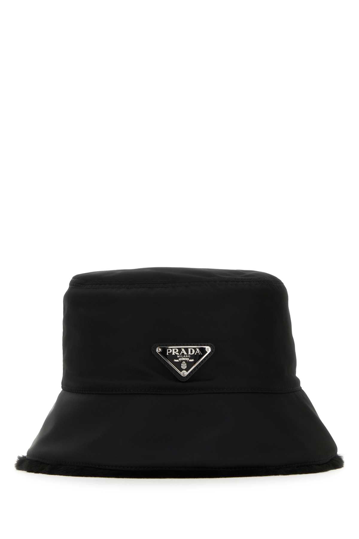 Shop Prada Black Nylon Hat In Nero