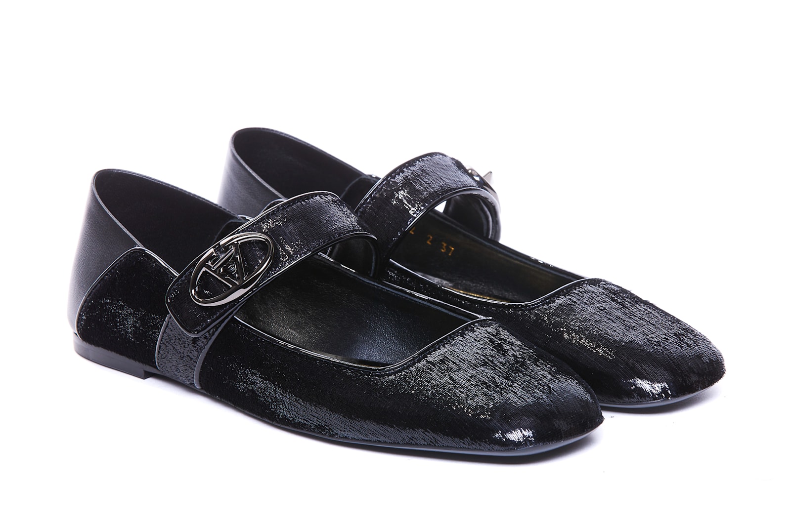 Shop Valentino Mary-jane Vlogo Locker Flats In Black