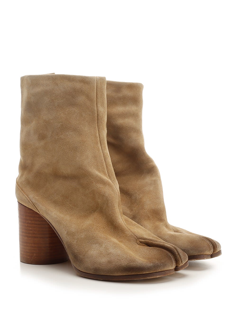 Shop Maison Margiela Tabi Suede Ankle Boot In Cammello