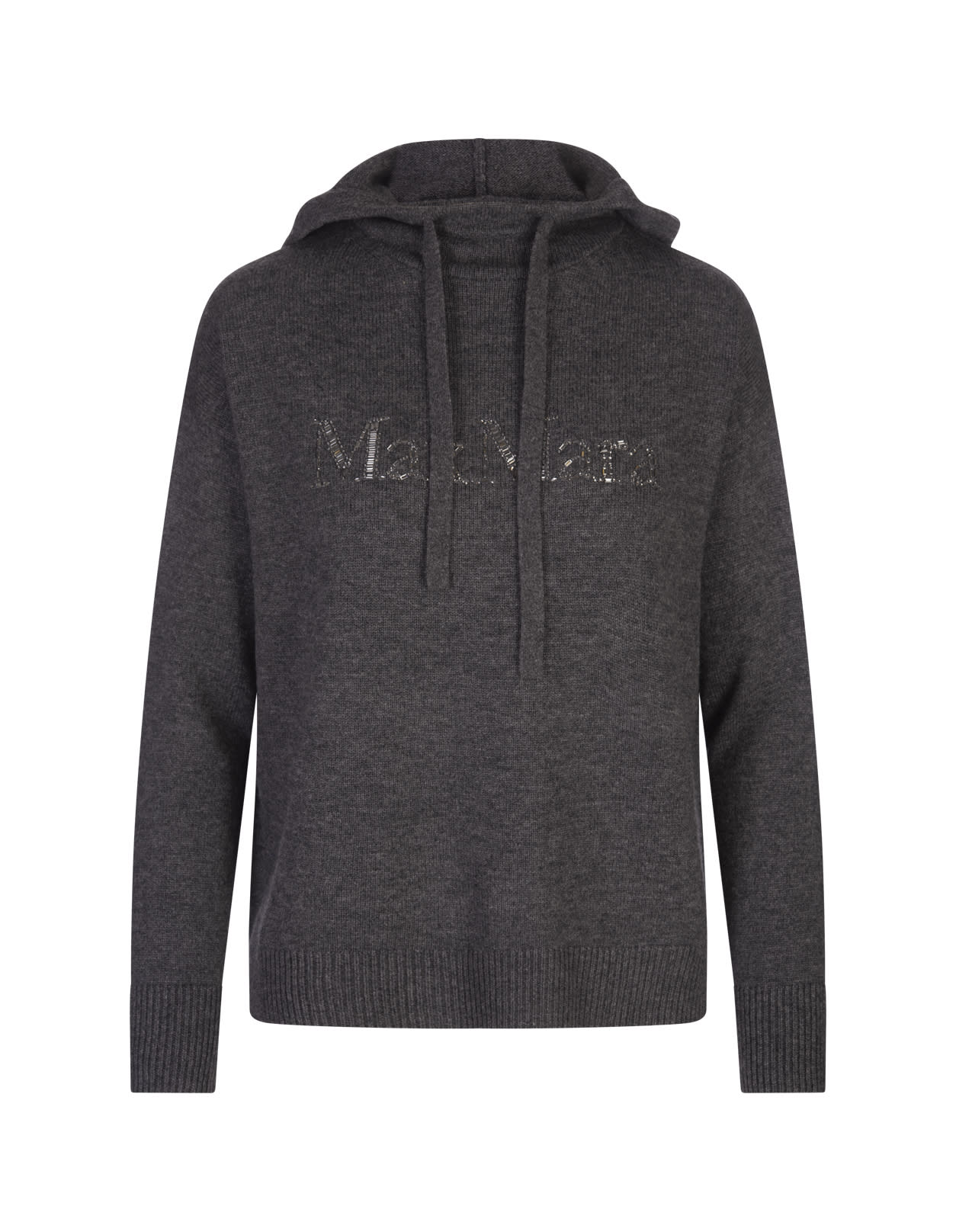 Shop 's Max Mara Medium Grey Gorizia Knitted Hoodie In Grigio