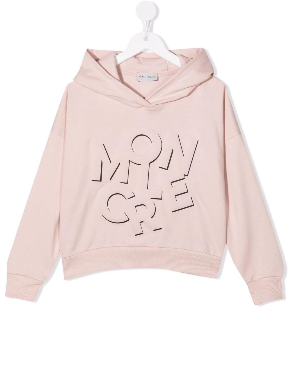 Moncler Kids Light Pink Hoodie With Deconstructed Logo