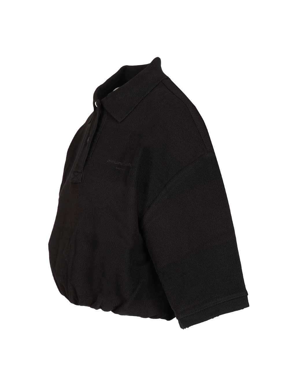 Alexander Wang T T By Alexander Wang Deconstructed Polo In Black