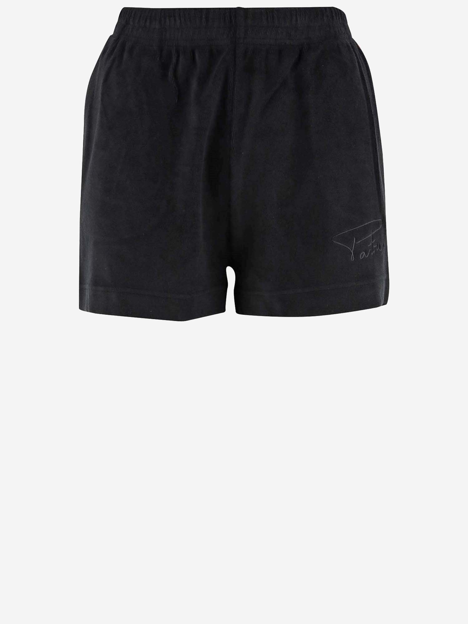 Patou Cotton Terry Short Pants With Logo In Black