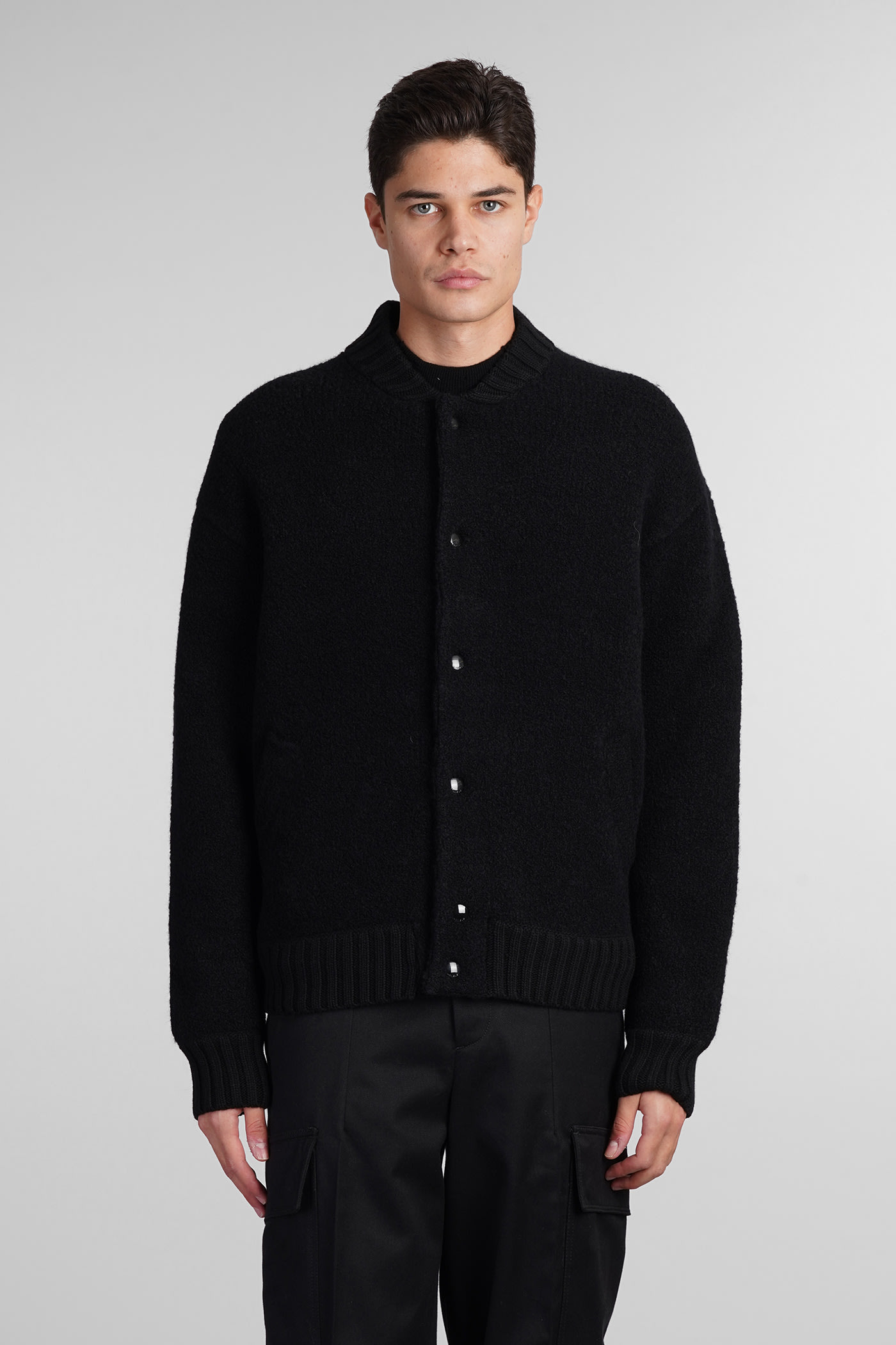 LANEUS BOMBER IN BLACK WOOL 