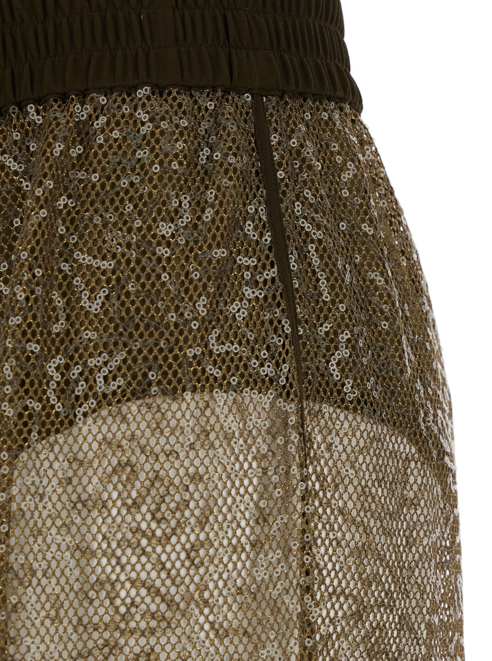 Pinko 'swatch' Green Rhinestoned Pants With Elastic Waist In Green