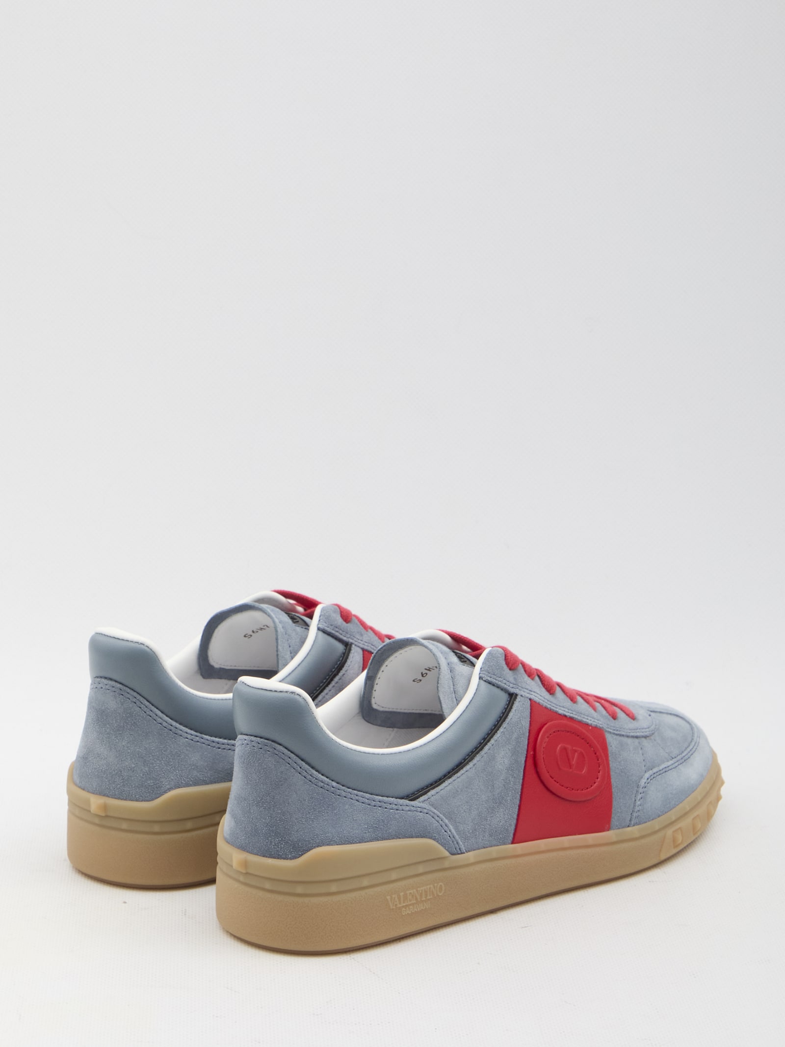 Valentino Garavani Men Upvillage Low Top Sneaker In Split Leather And Calfskin Nappa Leather In Grey