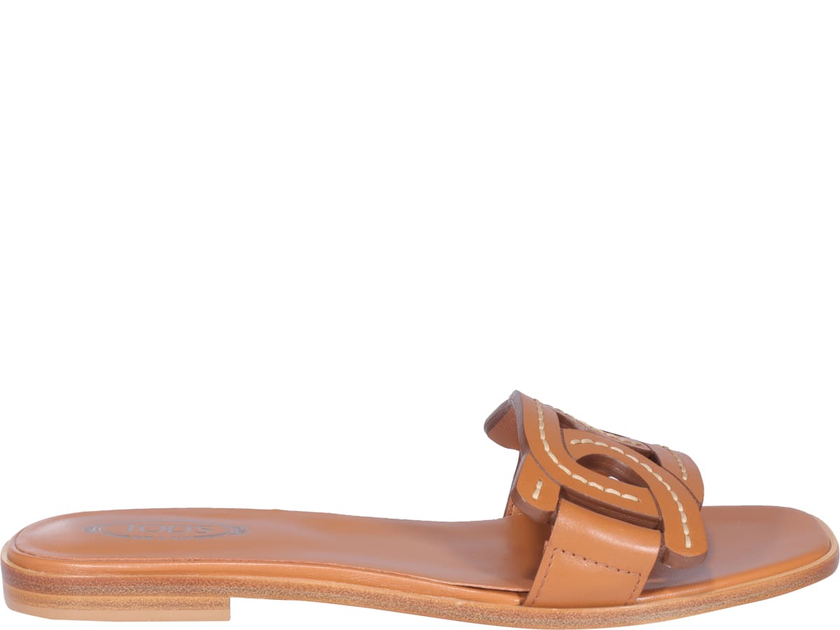 Tod's Woven-effect Slide Sandals In Brown