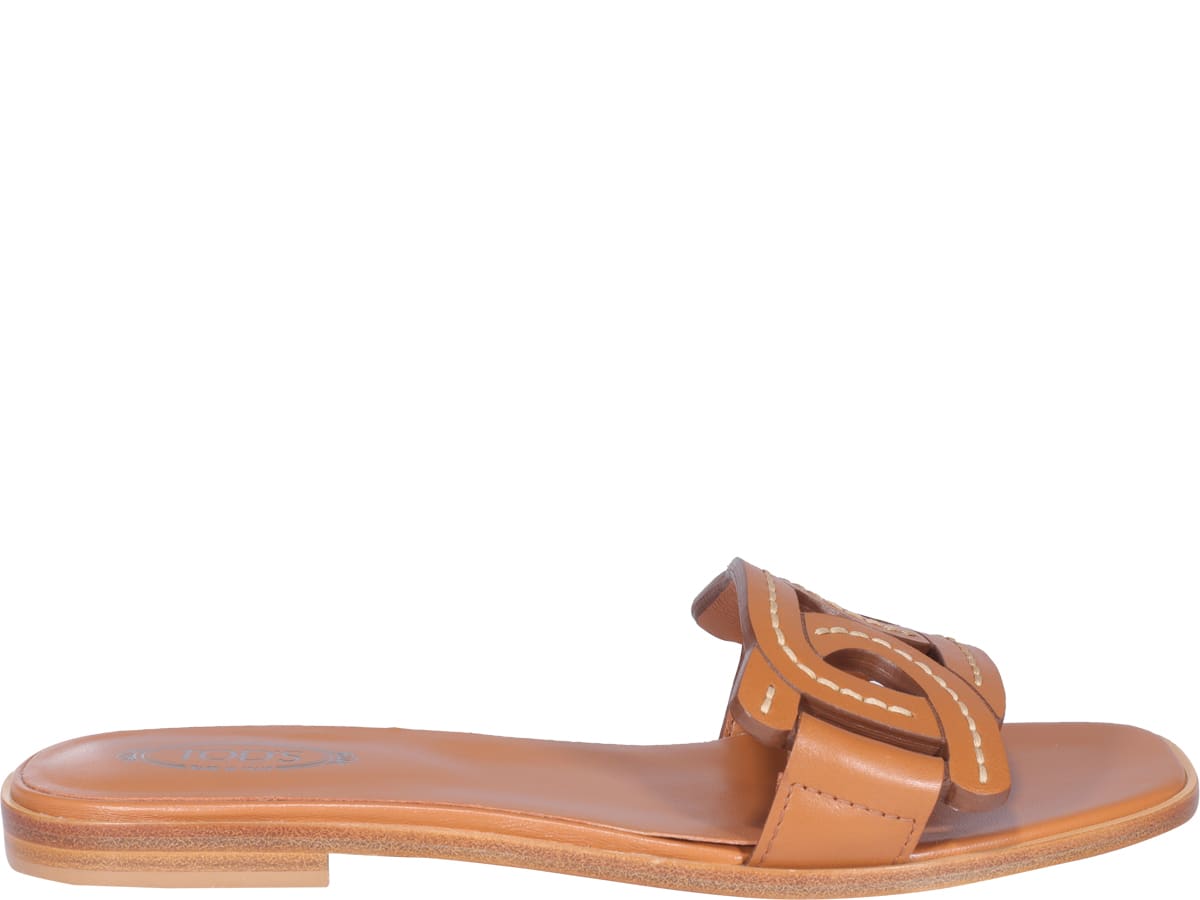 TOD'S LOGO FLAT SANDALS,11816915