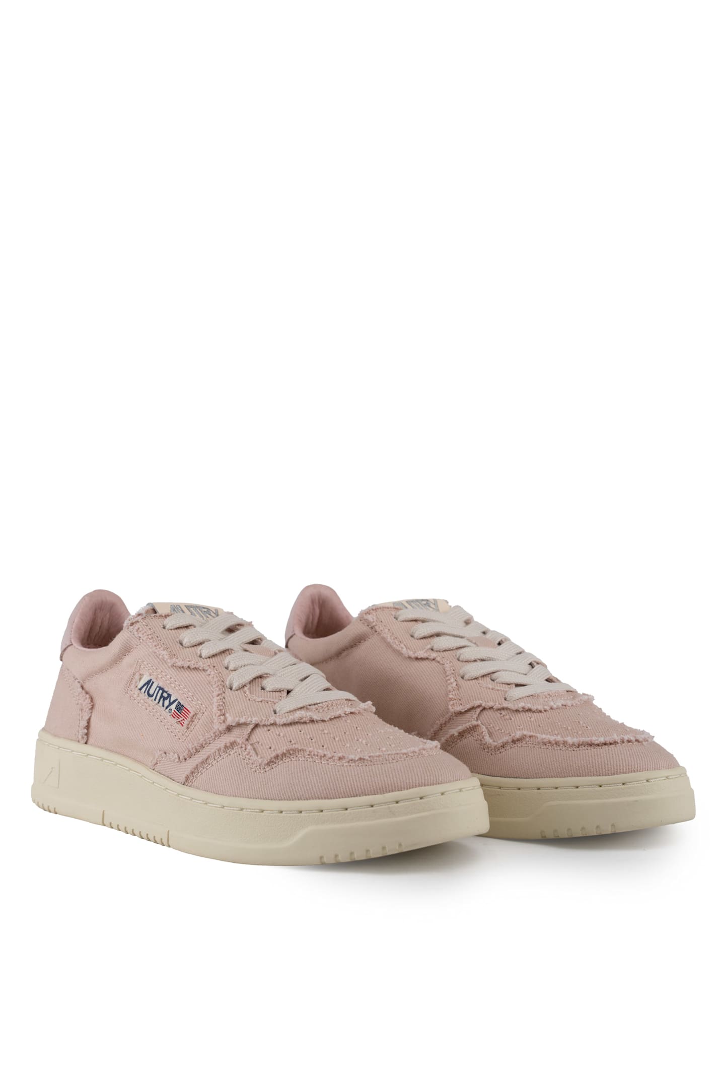 Autry Medalist Low Sneakers In Denim In Peach Whip