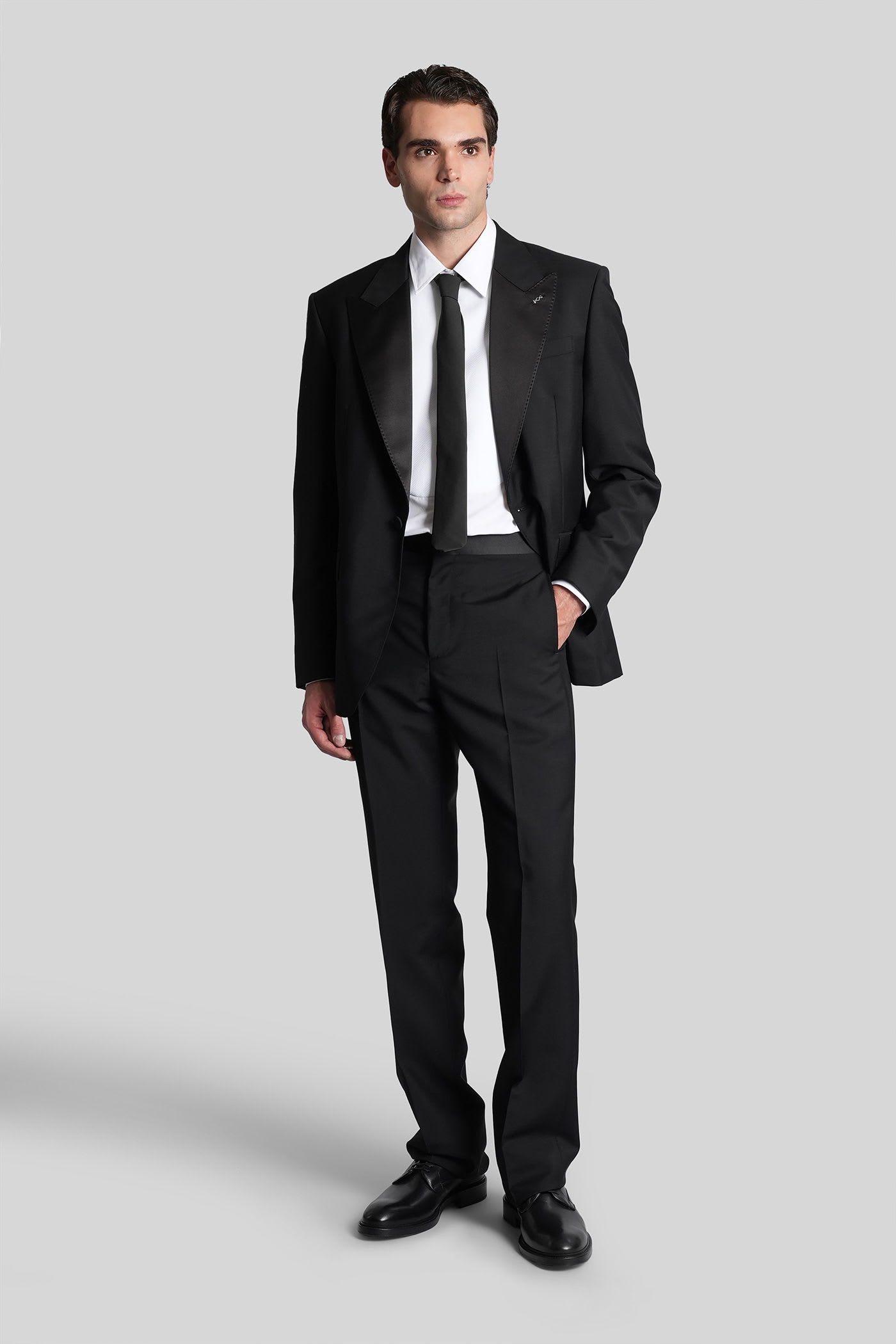 Givenchy Slim Fit Tailored Pants In Wool With Satin In Black