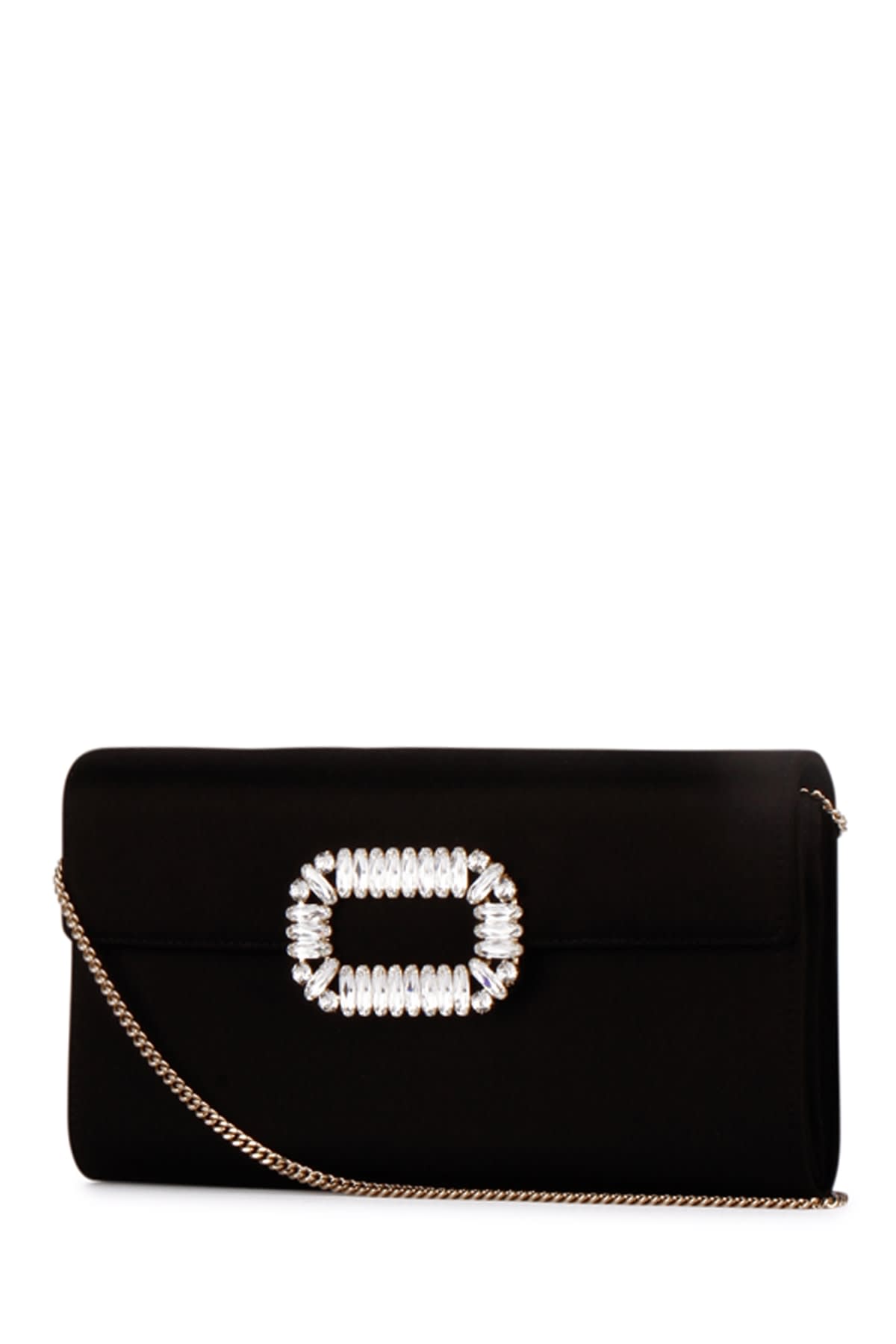 Roger Vivier Satin Clutch Bag In Brown