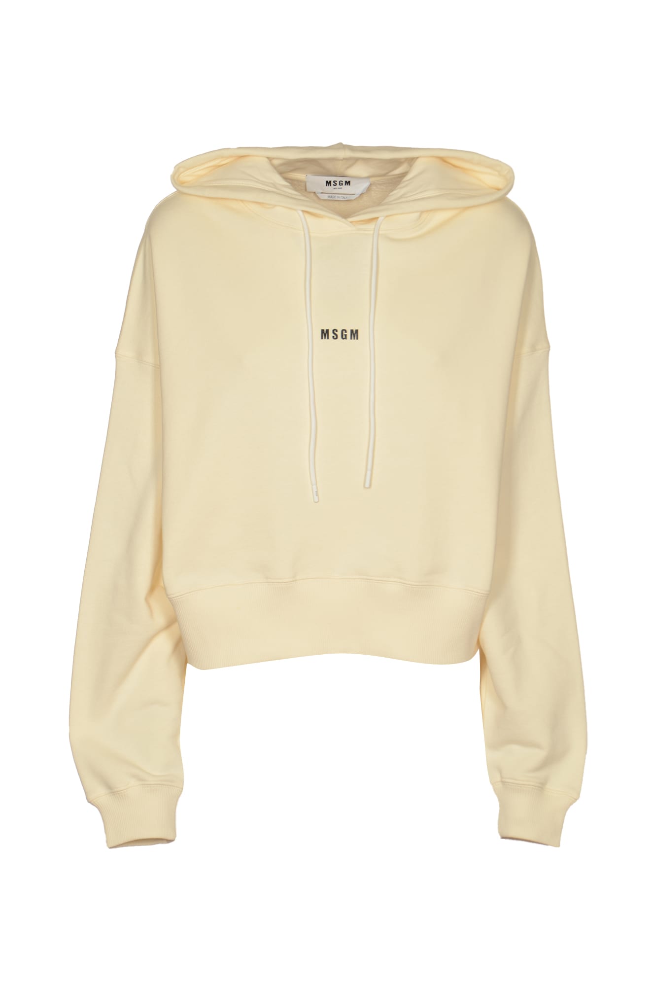 Shop Msgm Logo Chest Hoodie In Off-white