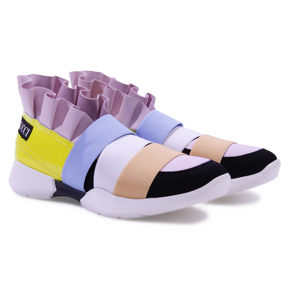Emilio Pucci Sneakers Multicolor In Ecopelle Con Ruches