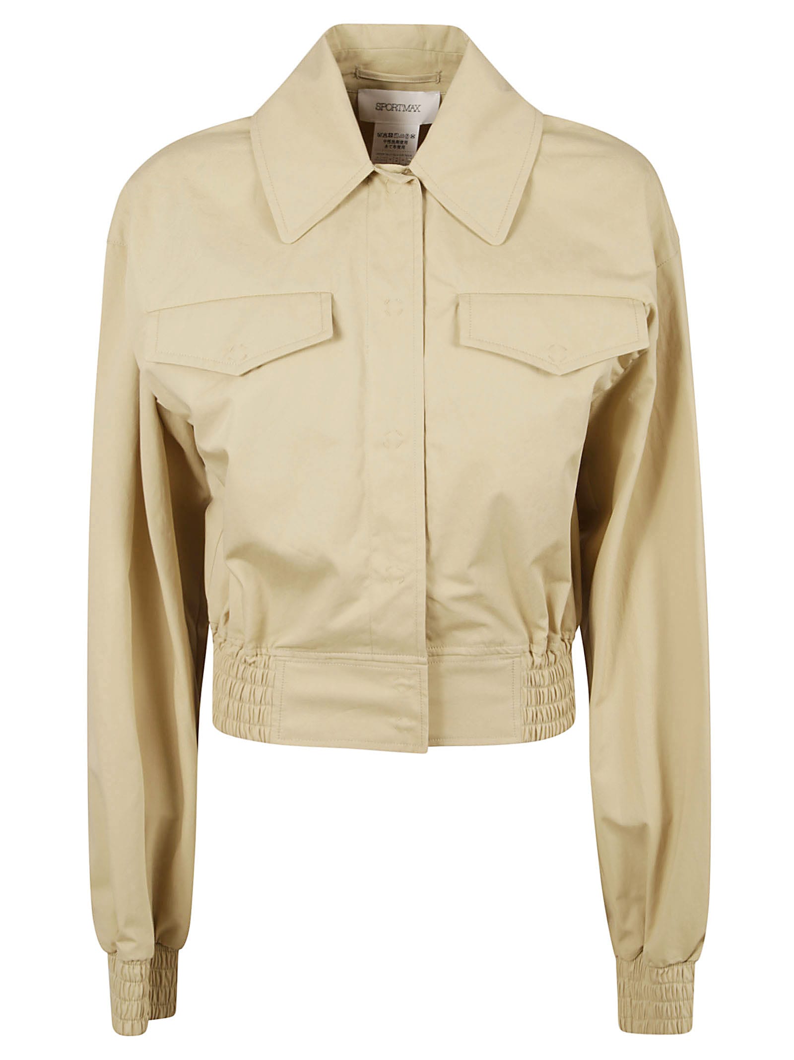Sportmax Cropped Elasticated Shirt Jacket In Sand