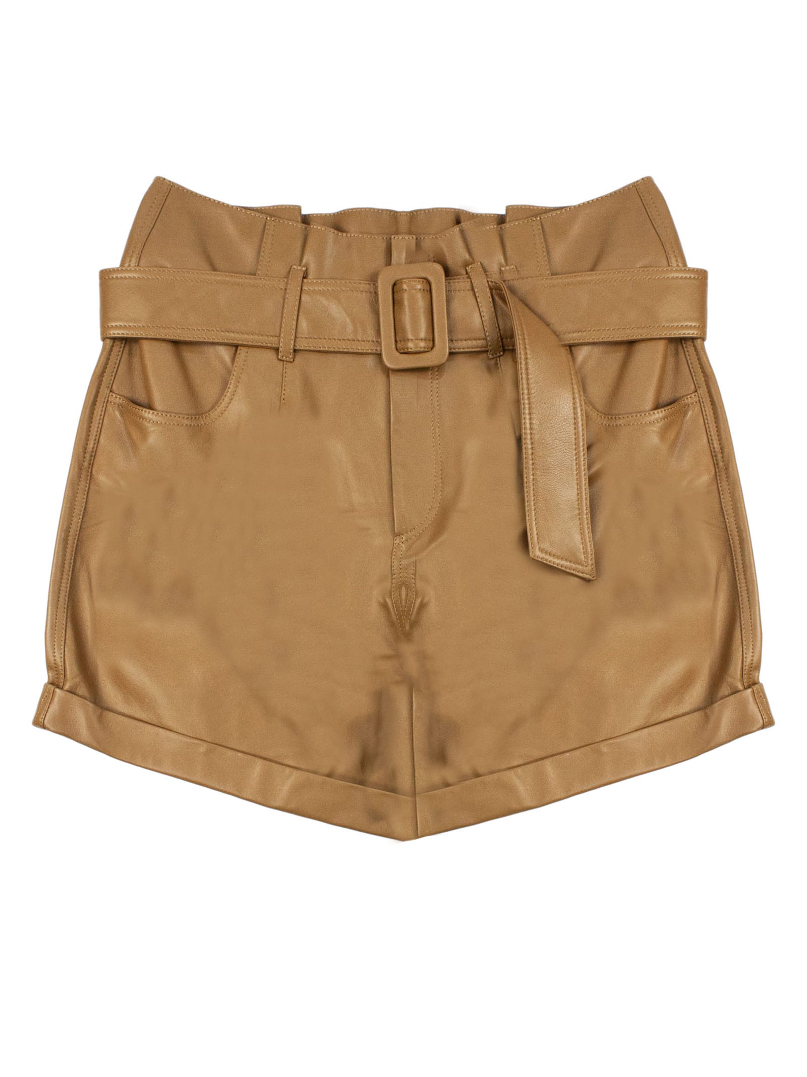 Federica Tosi Camel Leather Shorts