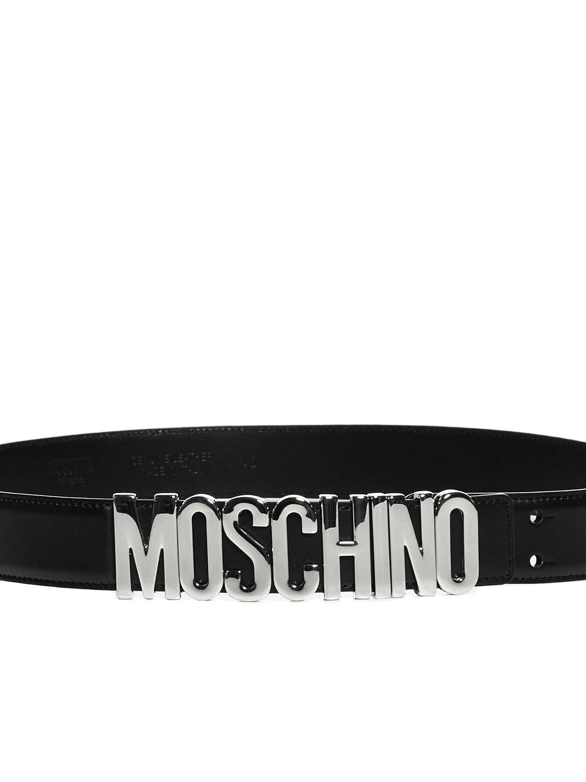 Shop Moschino Lettering Logo Belt In 3555